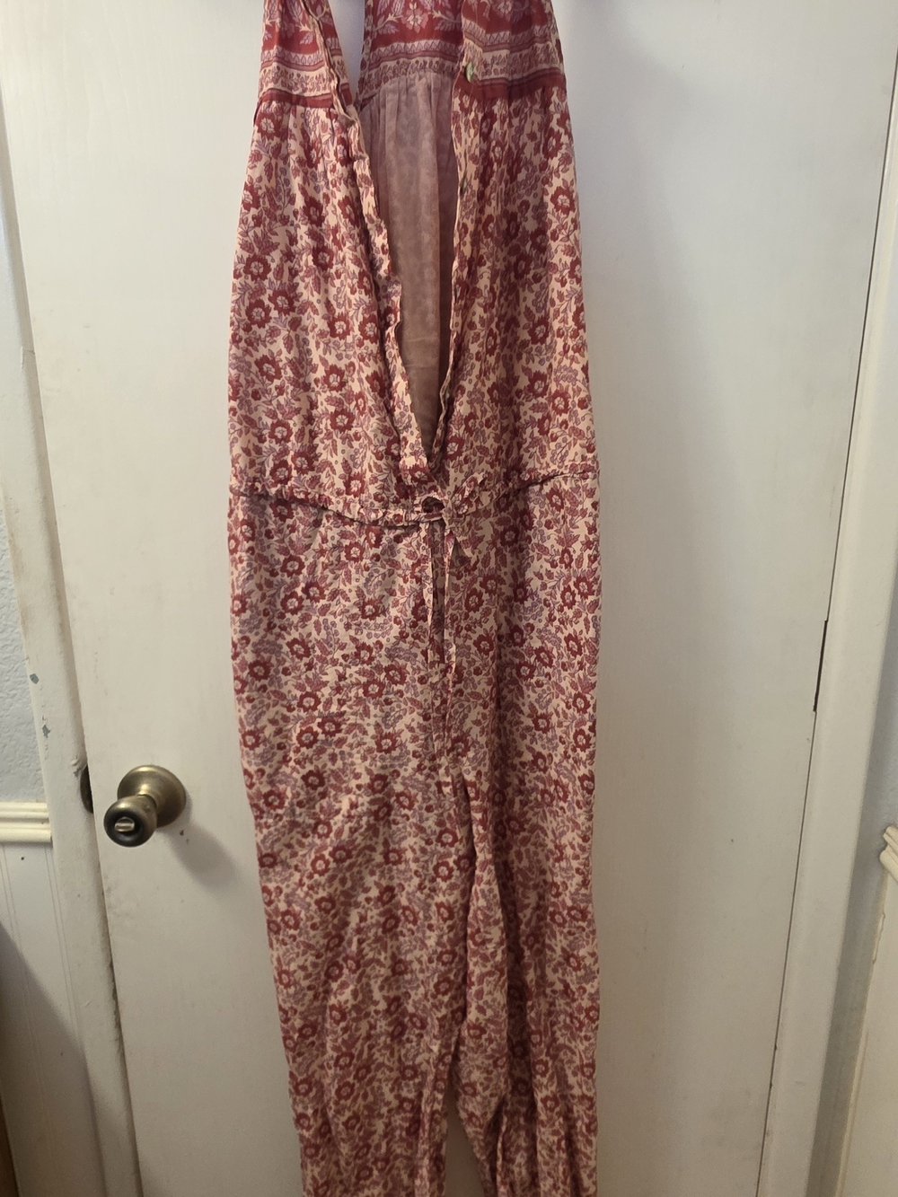 Faherty Pink Floral Backless Halter Maxi Dress